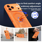 360° Rotate Ring Holder Magnetic Mesh Heat Dissipation Case for iPhone 17 16 15 14Plus 13 12 11 18 Pro Max Air For Magsafe Cover