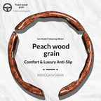 2pcs/3pcs Segmented Peach Wood Texture Universal Steering Wheel Cover Car Interior Accessories Practical Driving Tools Simple
