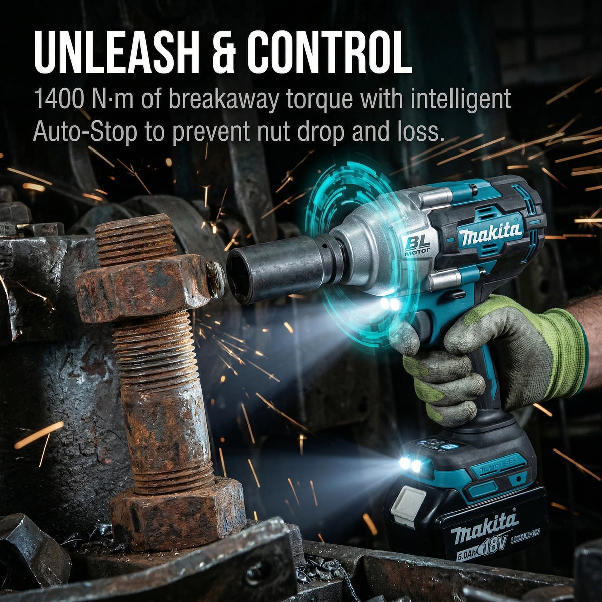 Makita 1000Nm 1/2" Brushless Impact Wrench For Makita 18V Battery High Torque Auto Repair SUV Truck Tractor Maintenance Tool