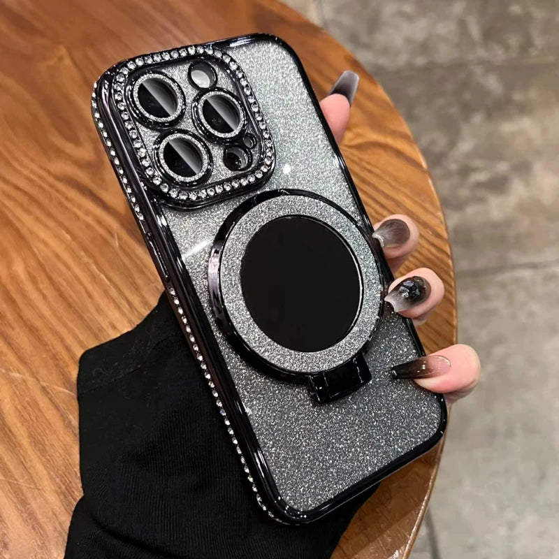 Magnetic For Magsafe Case For iPhone 17 16 13 12 11 Pro Max Jewelled Phone Cases For iPhone 17 Air 15 14 Pro Max 16 Plus Cover
