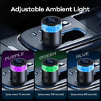 Smart Car Air Freshener, Automatic Car Air Freshener Diffuser with Ambient Light, Car Diffuser with 2 Essential Oil Cartridges,
