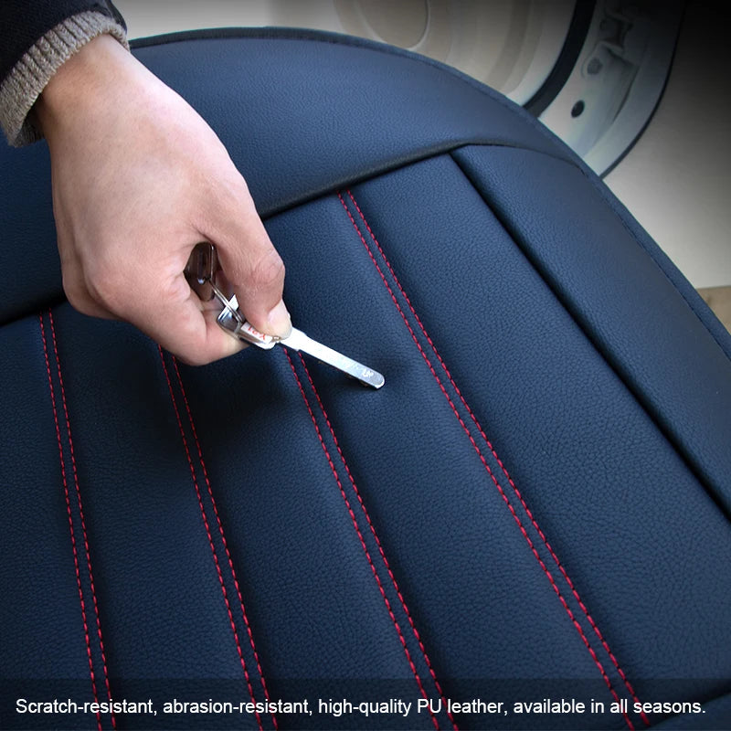 SEAMETAL Full-Surrounded Car Seat Cover Premium PU Leather Auto Seat Protector Cushion Antii Scratch Chair Protection Pad Mat