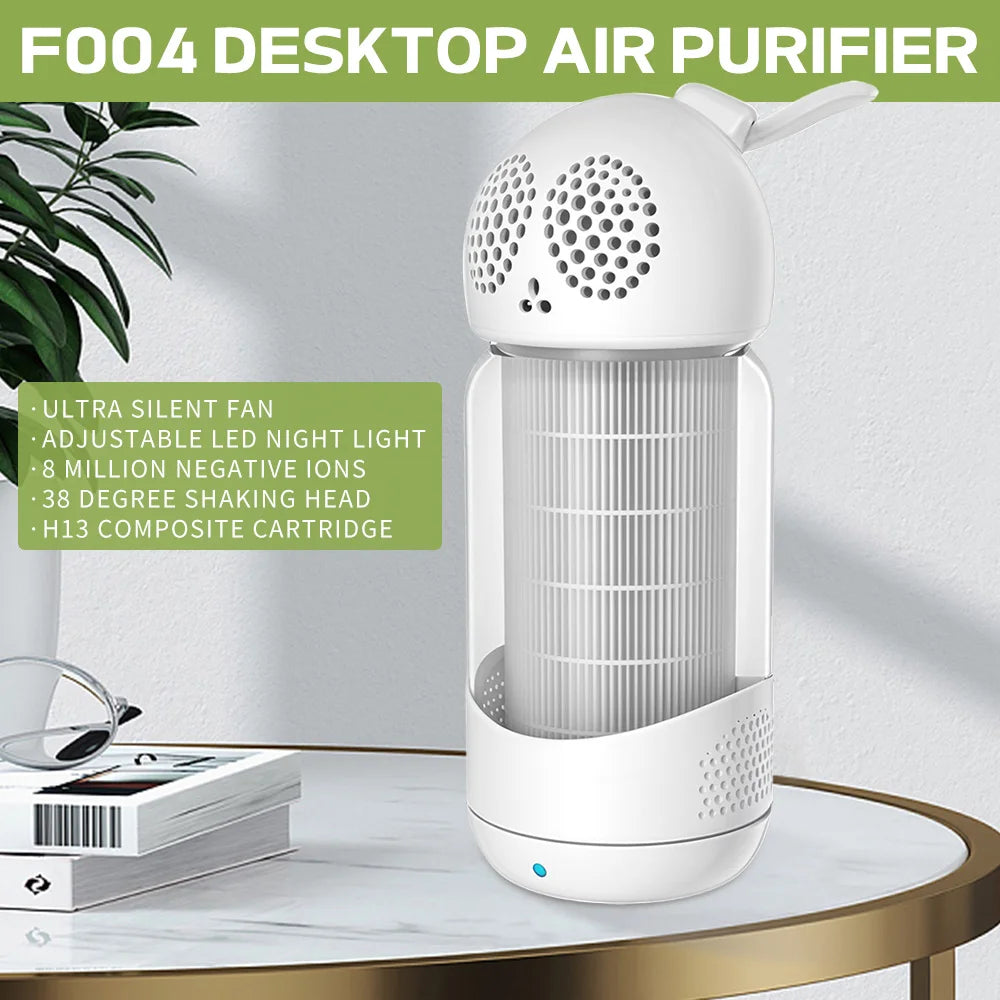 Portable Air Purifier USB Air Cleaner for Household With Smoke Odor Negative Ion Filter with Replaceable For Home Car Kitchen CM World