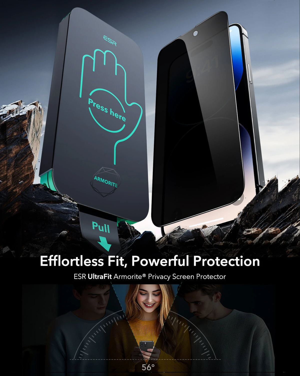 ESR for iPhone 14 Pro Privacy Screen Protector 3pcs Anti-spy Tempered Glass with UltraFit Tray