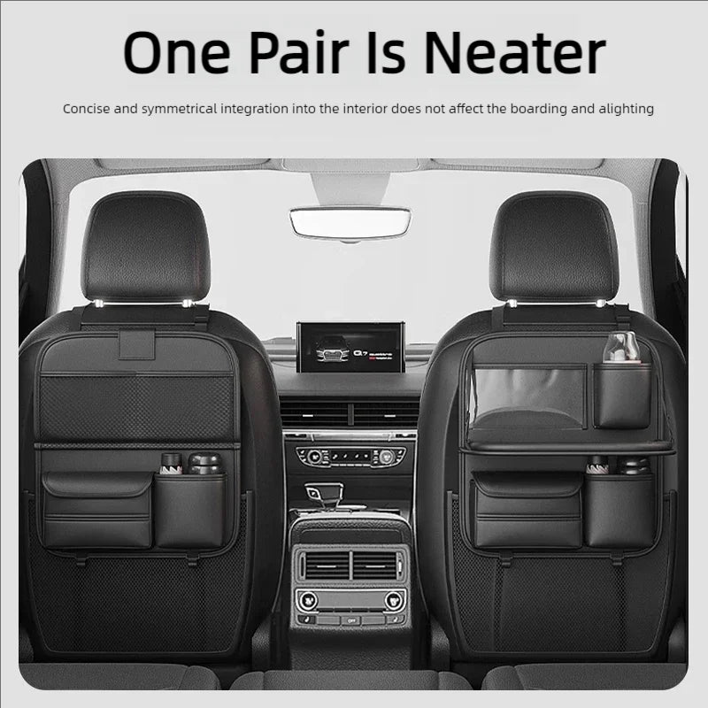 Folding Car Seat Back Storage Bag Rack - Small Table Board Included Essential Car Chair Back Organizer for Storage Supplies