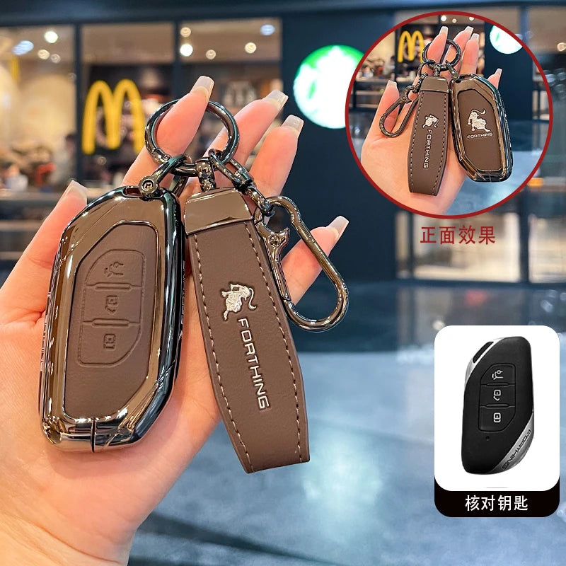 Car Key Case Bag Holder Key Protective Cover For Dongfeng Fengxing Forthing T5 EVO 2021 Keychain