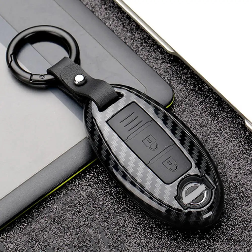 3 Buttons Carbon Fiber Smart Remote Key Fob Cover Case Shell Keychain for Nissan Qashqai Pulsar March 370Z Micra Juke Note Tiida CM World