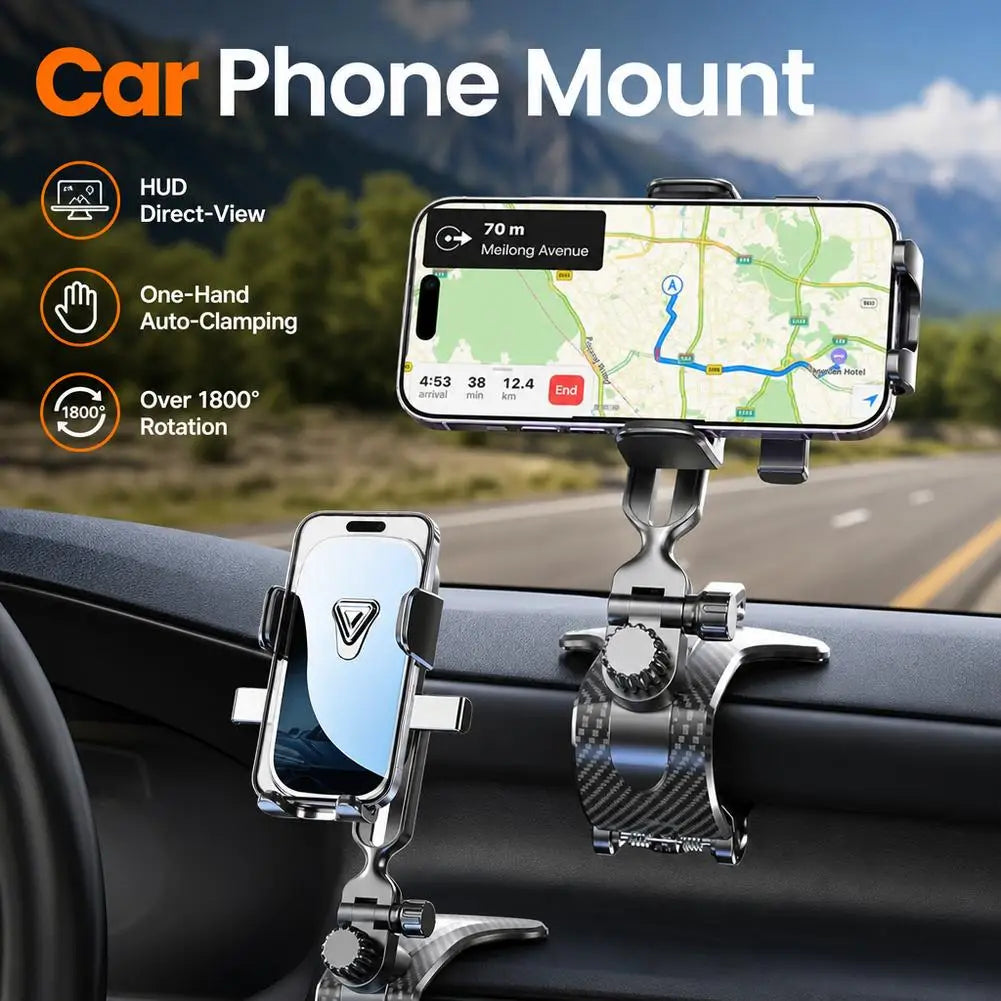 Dashboard Car Phone Mount ABS Auto Cell Phone Holder 1800° Rotation Triangle Anti-Slip Car Phone Stand For Safe Navigation