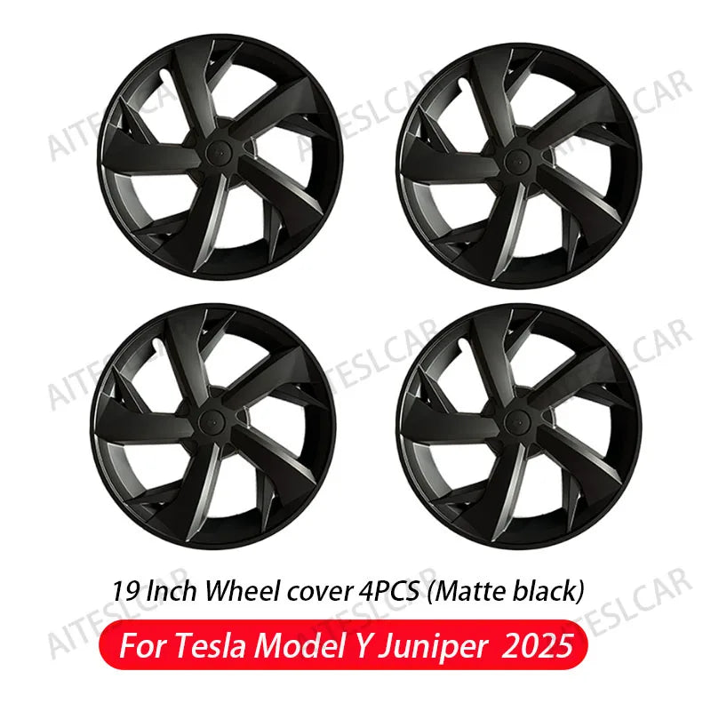 4PCS 19 Inch HubCap for Tesla Model Y Juniper 2025 Hubcap Performance Replacement 19''Crossflow Wheels Cover Full Rim Accessorie CM World