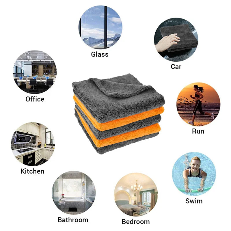 SEAMETAL 600GSM Car Thicken Cleaning Cloth Professional Cleaning Car Wiping Microfiber Towel Car Wash Rag 40x40cm 1/2/6/9 Packs
