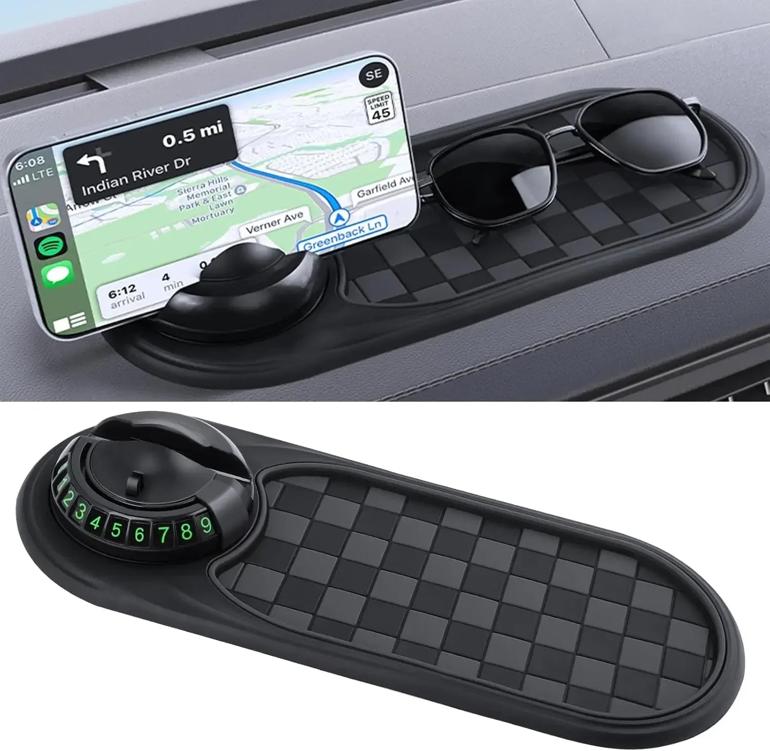 2-in-1 Anti-Slip Dashboard Mat with Phone Holder, 360 Degree Rotation, Phone Holder for Car CM World
