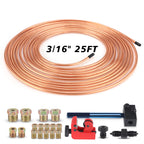 CNSPEED 25Ft 3/16" OD Copper Nickel Alloy Brake Line Pipe Tube With Double Flaring Tool Tubing Cutter 16PCS Tube Nuts Repair Kit CM World