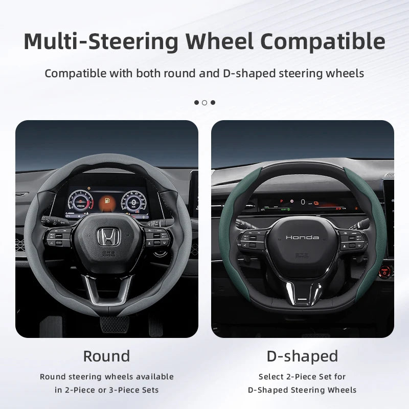 Suitable for Honda's Breathable Holes Leather Steering Wheel Cover Segmented Quick Release Design Non-Slip and Durable Civic Fit 8Th Gen 8 City Accord 9 10 Vezel Freed Breeze 7 Jade Shuttle Xrv Crosstour Insight Stream CM World