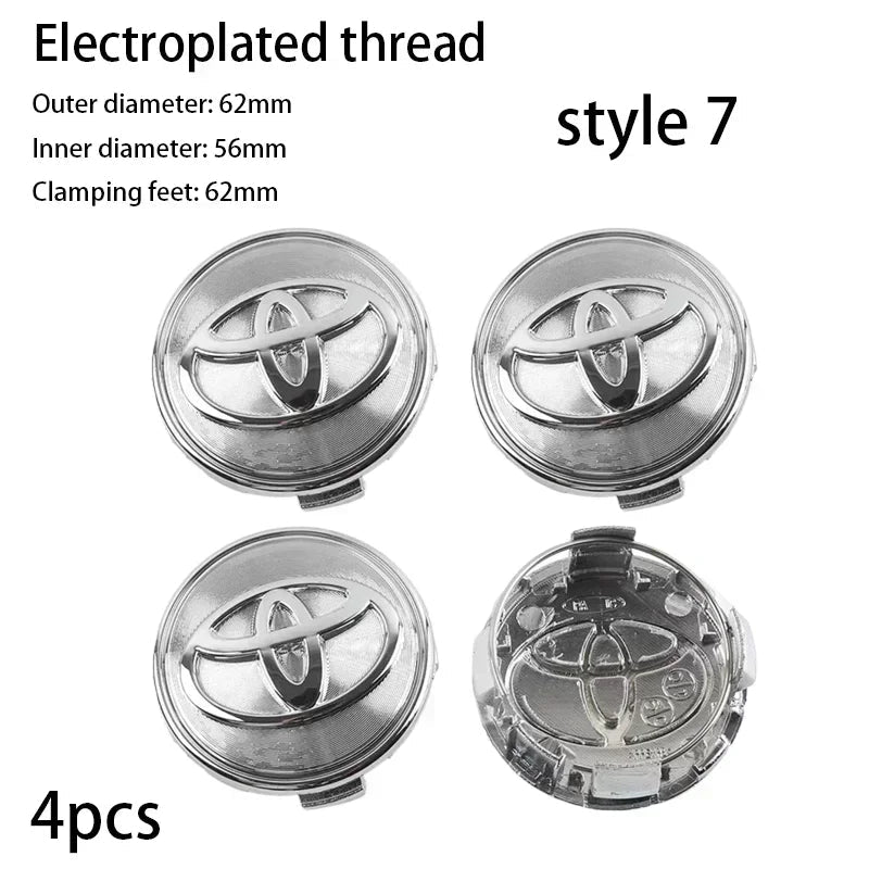 4pcs 62mm Car Styling Wheel Hub Center Caps Rim Cover Badge For Toyota Corolla Yaris CHR Rav4 Highlander Avalvn Camry accessory CM World