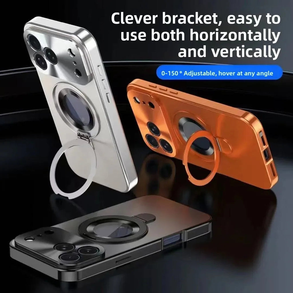 Original Farve Bagplade Mobiletui Til iPhone 17/14/15/16 Pro Max Magnetsuge Holder Metalramme All-Inclusive Spejlbeskyttelse Etu