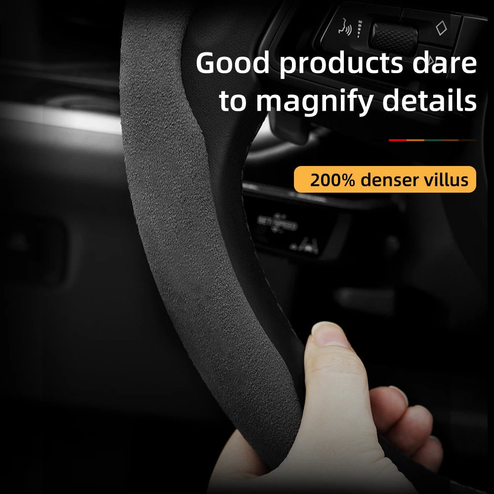 Suitable for Jaguar Anti-Slip Buckle Segmented Suede Steering Wheel Cover Suitable for Xf X250 Xe E Pace F Xj I Ev400 S Type X351 Svr Xfl Ftype Project 7 Cars Accessories CM World