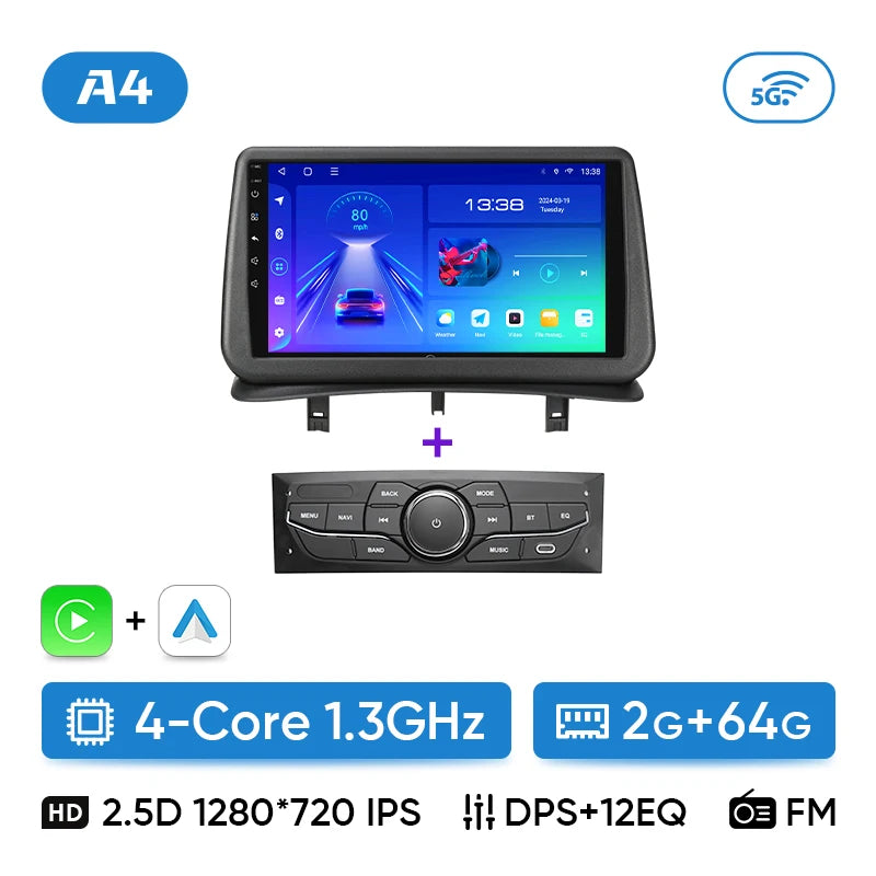 Ainavi Car Radio for Renault Clio 3 2005-2014 Wireless CarPlay Android Auto 4G Multimedia Player Navigation GPS 2din Autoradio CM World