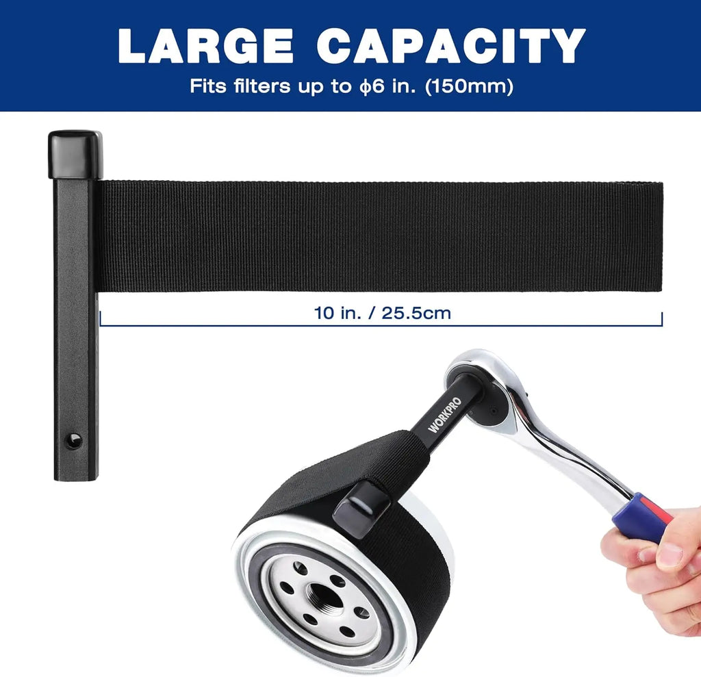 Universal Adjustable Nylon Strap Oil Filter Wrench, 1/2" Drive Tool for Engine Filters and Fittings Car Mobile World