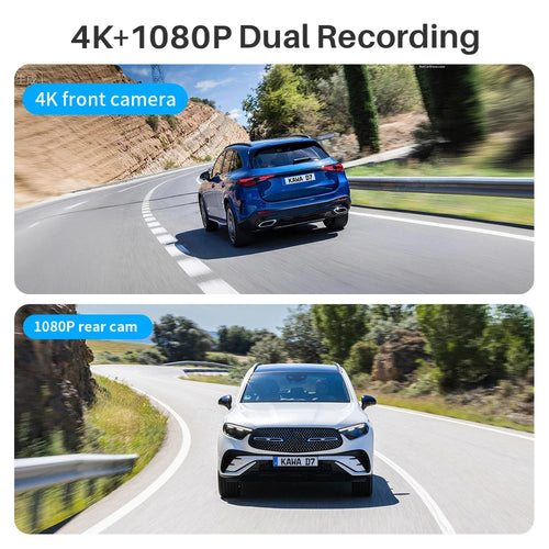 4K Front and Rear Dash cam KAWA D7,Video Recorder 4K WiFi6 Car Camera,DVR Tiny Rear Camera for AUTO,APP/Voice Control Dashcam Car Mobile World