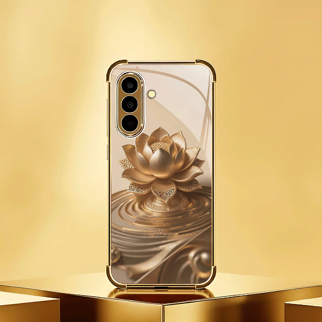 Lotus in the Ripple Tempered Glass Fashion phone case for Samsung Galaxy S26/S25/S24/S23/S22/S21 FE Ultra Plus Dropresistant