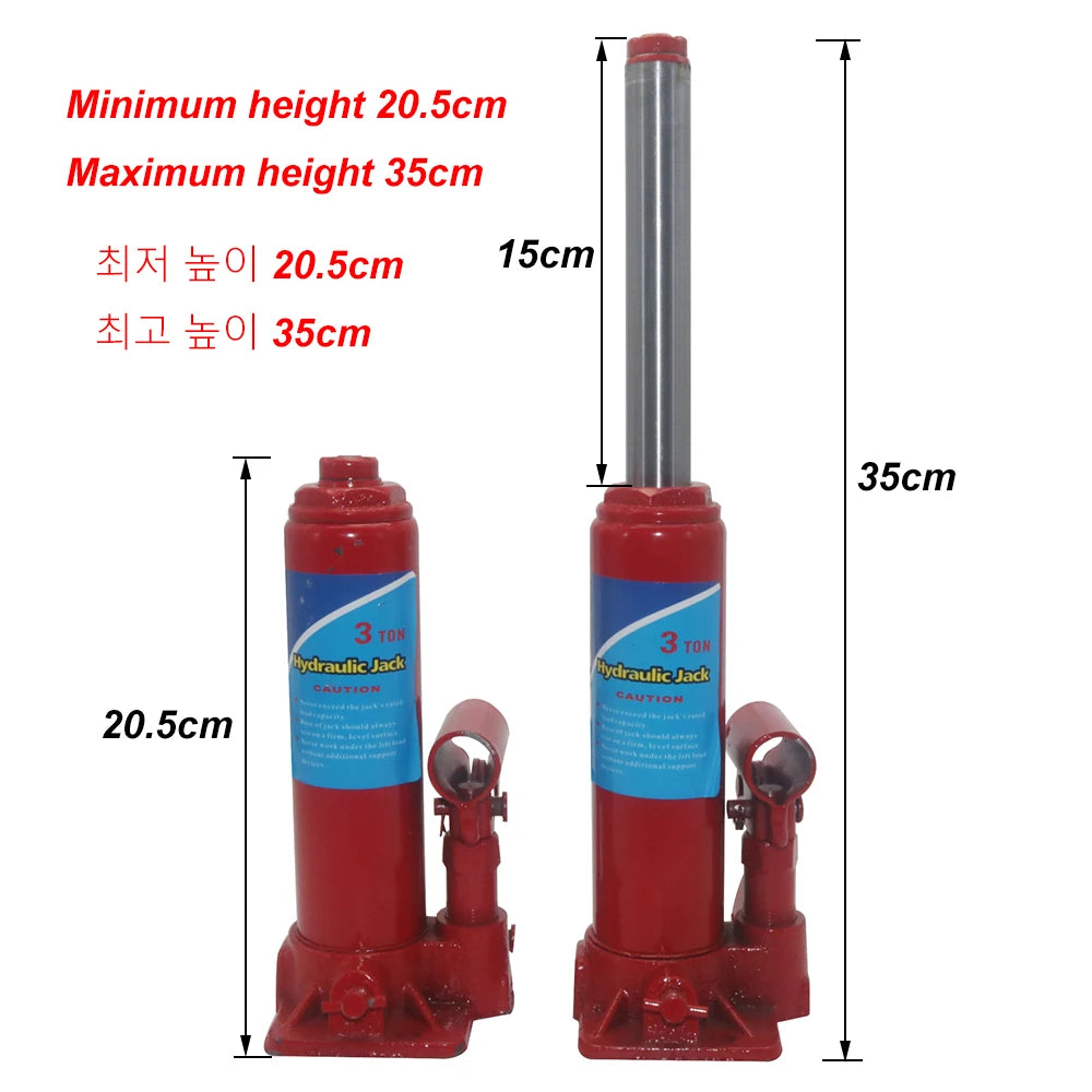 Small hydraulic jack 3 Ton jack Automotive maintenance tools Car tool jack Maximum height 35cm Minimum height 20.5cm CM World