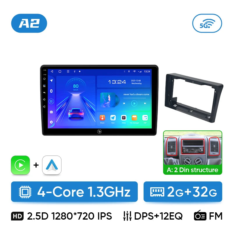 Ainavi Car Radio For Fiat Ducato Citroen Jumper Peugeot Boxer 2006-2024 Wireless Carplay Android Auto Car Multimedia DSP BT 2Din CM World