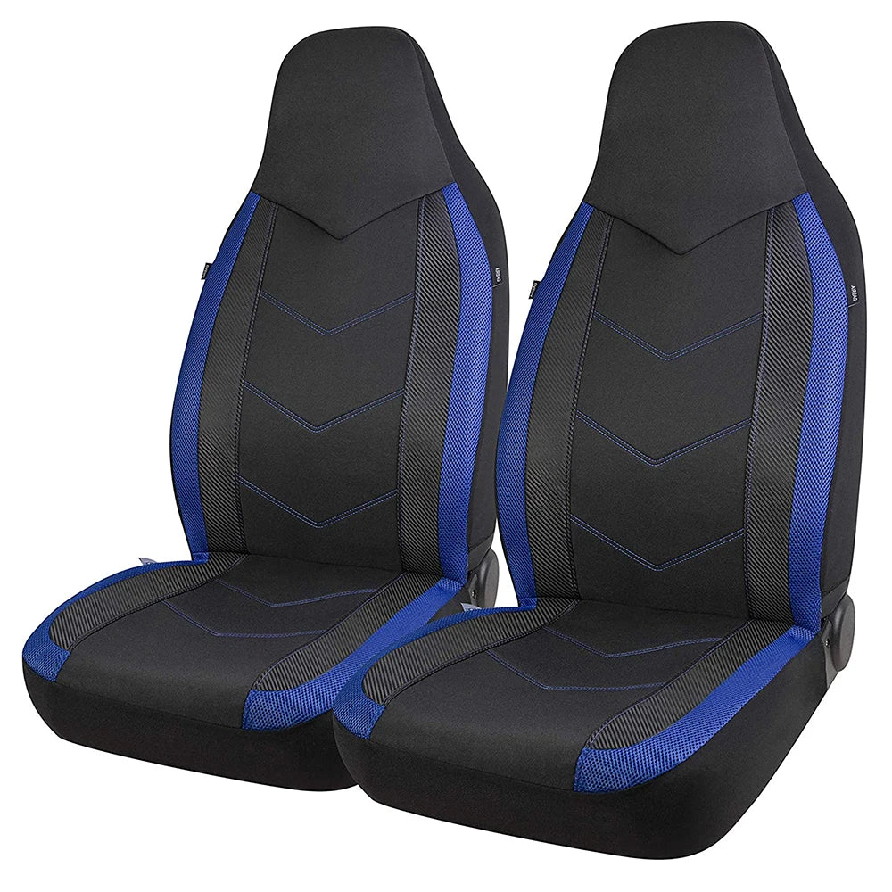 Universal 2 Front Sports Car Seat Covers Breathable Mesh Fabric Carbon Fiber Texture Seat Cushion Fit Car SUV Van Racing seat