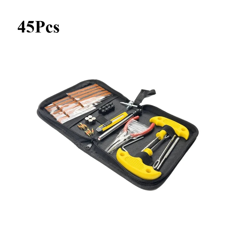 Car Tire Repair Tool With Rubber Strips Tire Repair Needle Valve Core Tools Steel Spiral Needles Puncture Tire Repair KiT