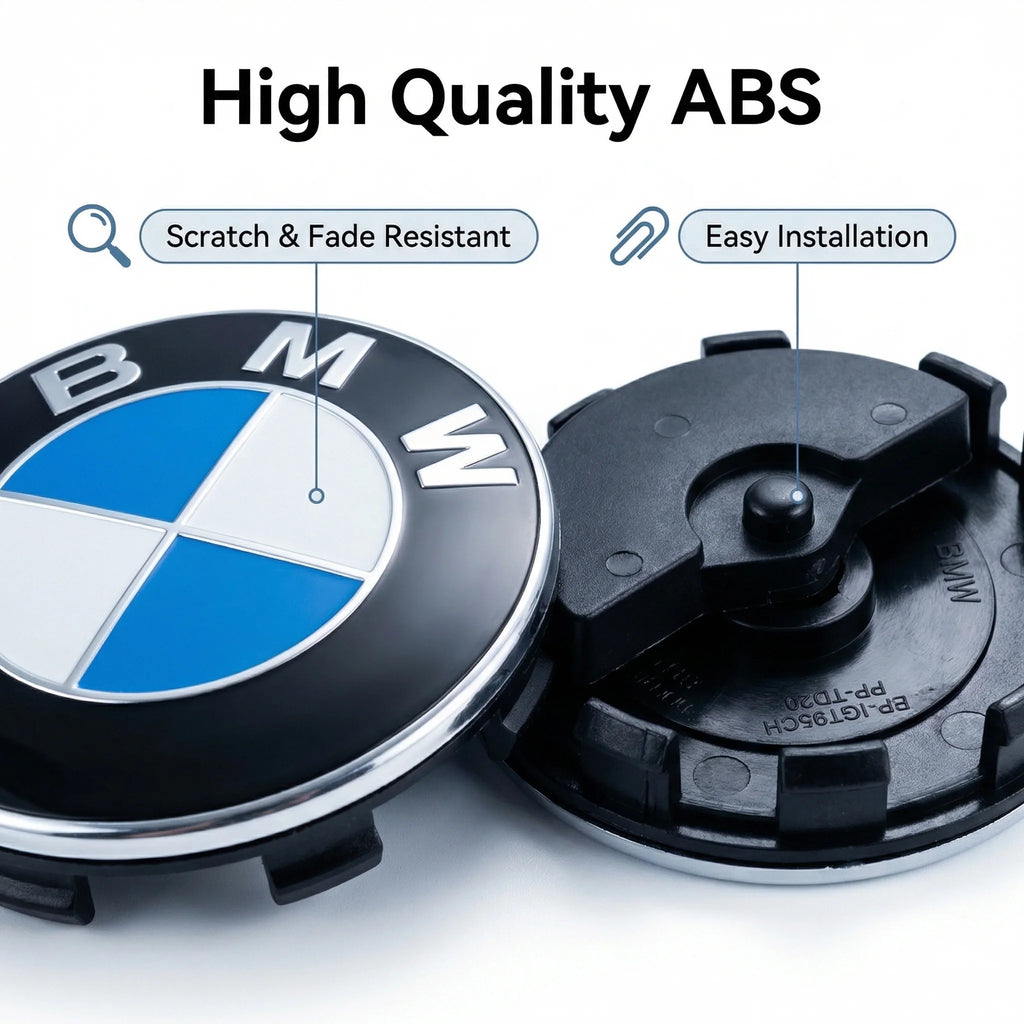 BMW Wheel Center Caps Floating Design, 68mm/56mm Set of 4 for E F Chassis Models, Replacement Hub Covers Auto Accessoires CM World