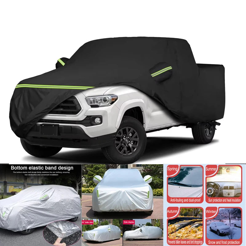 Waterproof Car Covers For Toyota Tacoma 1995-2023 All Weather Protection With Zipper Windproof Sunproof UV Protection Dustproof CM World