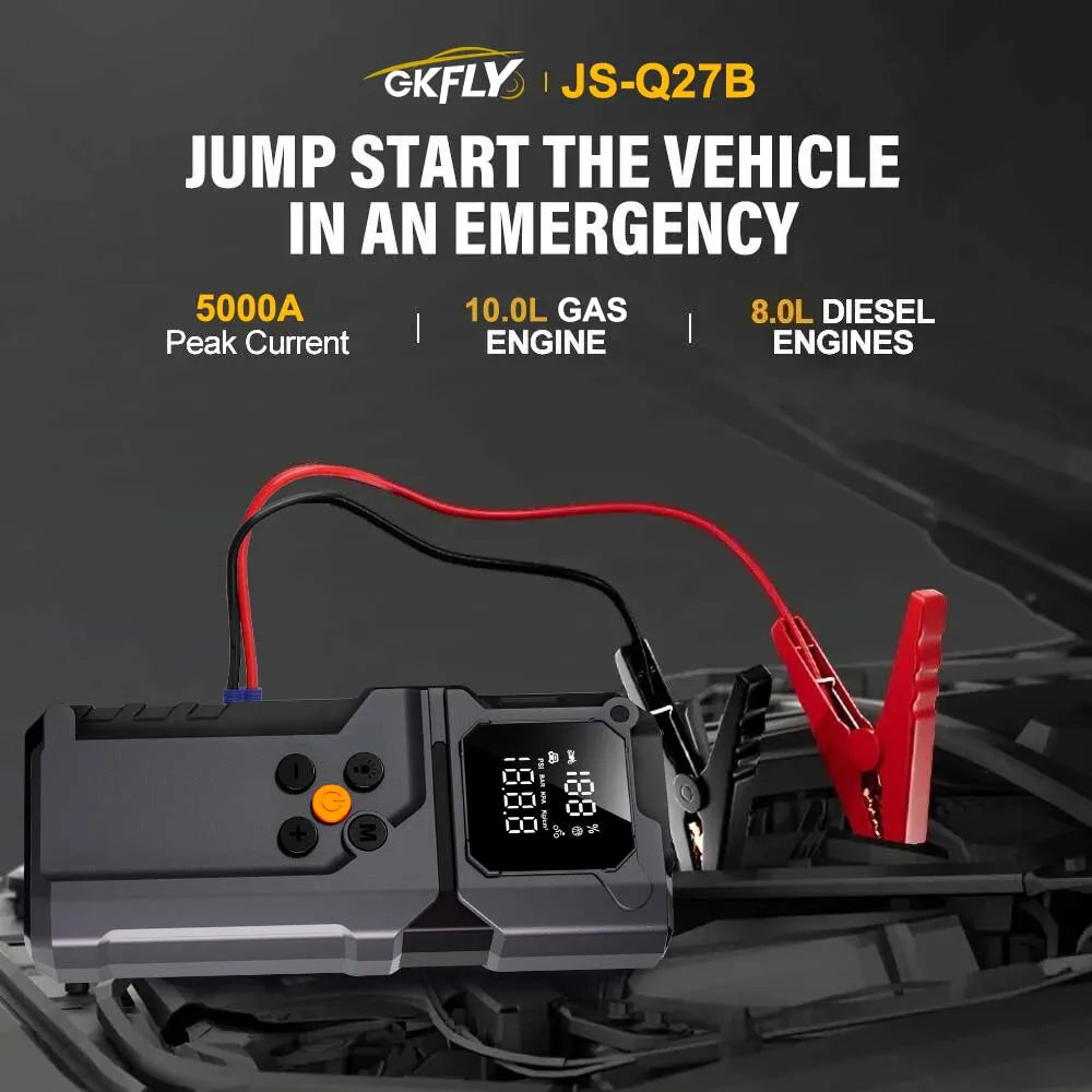 GKFLY 4 In 1 5000A Portable Jump Starter Power Bank 150PSI Air Pump Booster Car Battery 12V 59.2Wh Car Battery Starter Powerbank
