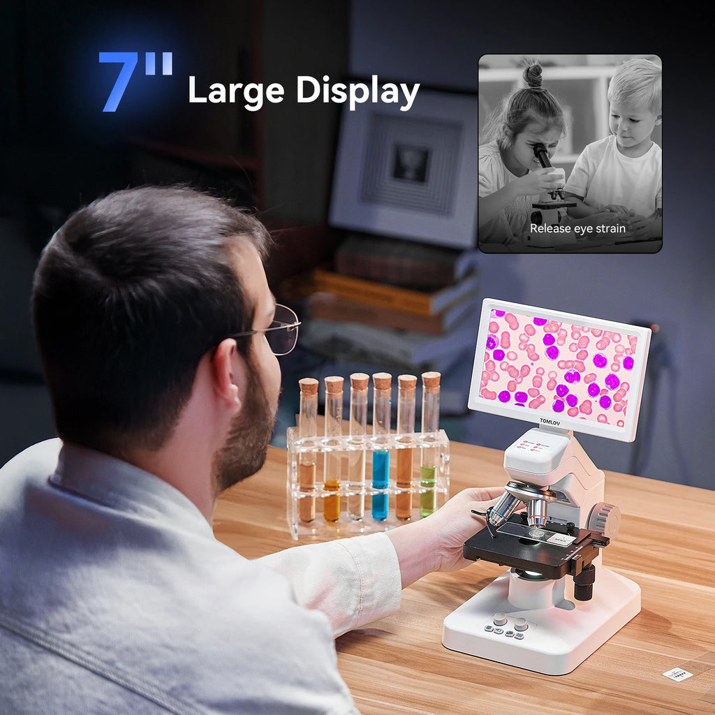 Tomlov 301 Max Professional Microscopes for Kids Students X-Y Stage 1200X WIFI Digital Biological Microscope 7" HDMI microscopio CM World
