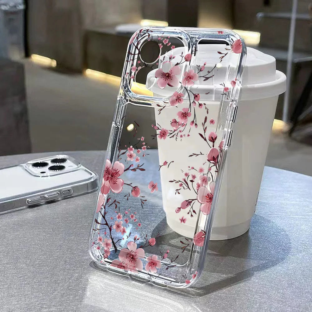 Cute Flower Clear Case For Samsung Galaxy A56 5G A57 A36 S26 S25 Ultra S24 FE S23 Case A37 A55 A54 A26 A07 A17 Shockproof Cover Car Mobile World