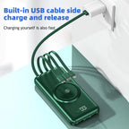 20000mAh Wireless Power Bank Fast Charging Built-in Quad Power Cable Mobile Phone Charger For Iphone 13 14 15 Xiaomi Samsung Car Mobile World