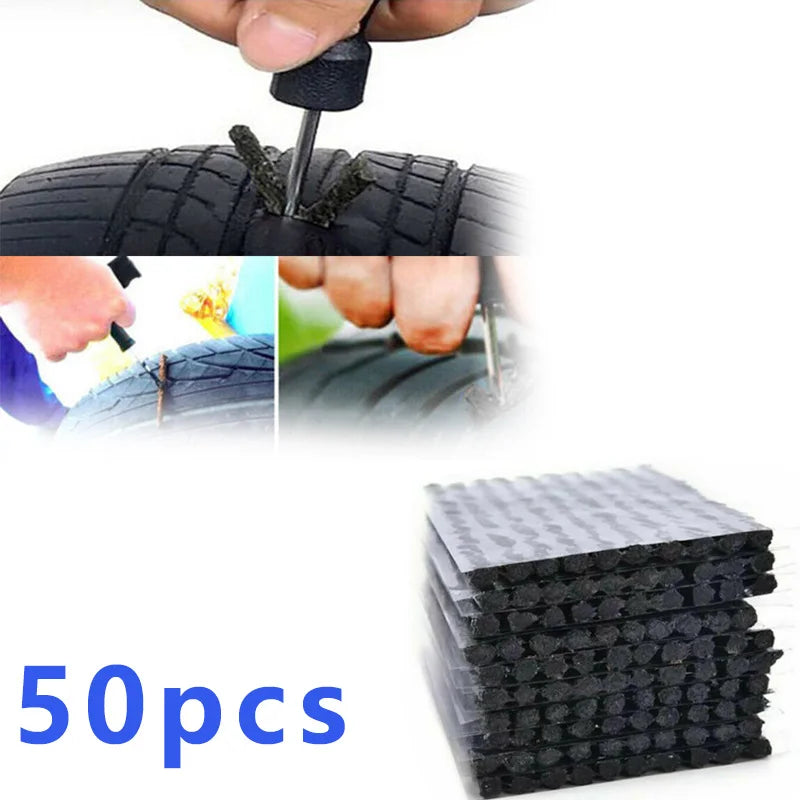 50Pcs Tire Repair Strips Tubeless Rubber Stiring Glue Seals for Car Motorcycle Tyre Puncture kit wicks worms Tools Accessories CM World