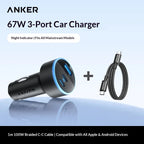 Anker 167.5W Car Charger 3-Port 2C1A Fast Charging Cigarette Lighter Adapter Car charger for iPhone/Huawei/Xiaomi Gifts
