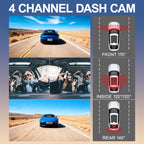 4-Channel Rearview Mirror Dash Camera 360° Recording Car DVR Interior WiFi App 1080P Night Vision 24H Parking Monitor Car Mobile World
