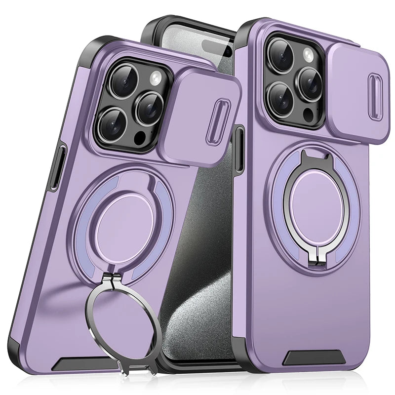 360°Rotating Hidden Metal Ring Car Holder Soft TPU+Hard PC Bumper Phone Case For IPhone 15 Pro Max 13 12 11 14 16 Pro Max Plus Car Mobile World