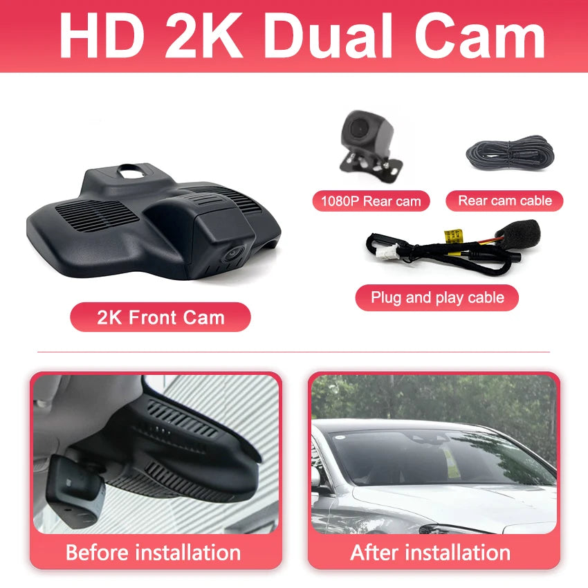 Dash Cam for Mercedes Benz E Class W213 S213 C238 Facelift 2020~2023, 4K Car DVR Video Recorder Control by APP, Dashcam 2160P