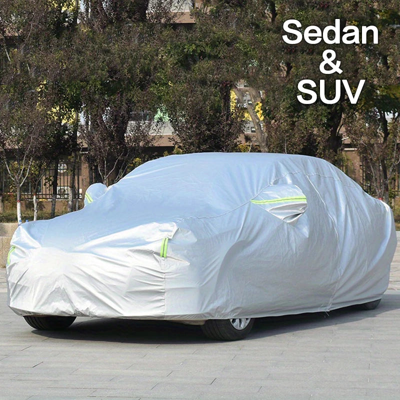 Car Cover Protection Outdoor Exterior Sun Snow UV Covers SUV Sedan Auto Sunshade Dustproof Waterproof Black Silver Accessories CM World