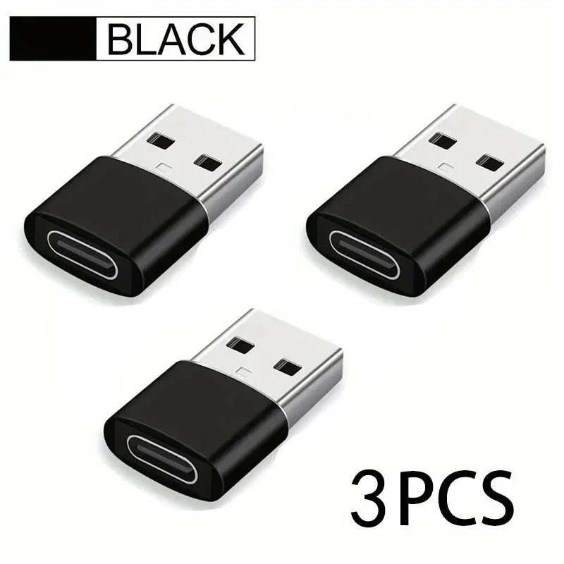 3-Pack USB to USB C Adapter, USB C Female to USB Male Super Fast Charging and OTG Converter Compatible with iPhone 15/14/13/12 P Car Mobile World