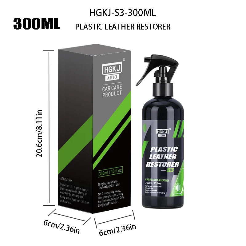 S3 Car Plastic Leather Restorer Spray Polish Cleaner Coating Agent  Back To Black More Gloss Car Cleaning Products CM World