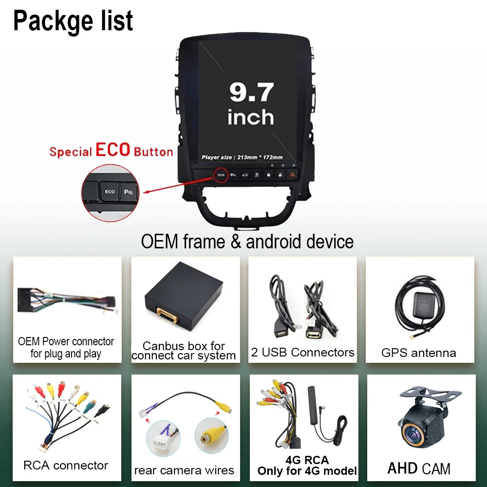 Car Radio Android 16 for Opel Astra J Vauxhall Holden Cascada 2009-2018 Multimedia Screen GPS Navigation Auto Carplay ECO
