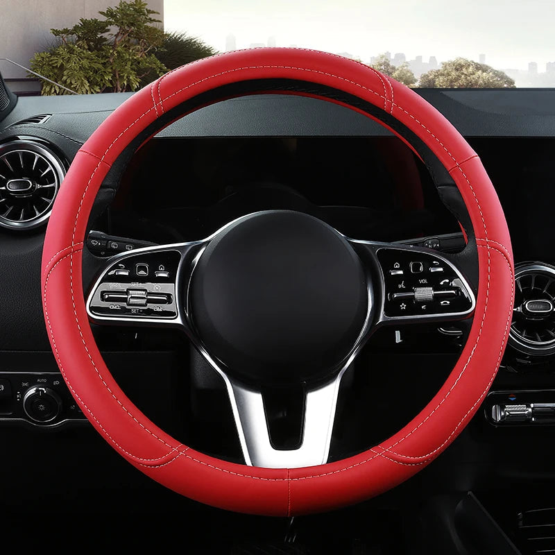 Motoptes Car Anti-Slip Leather Steering wheel Cover Universal car Steering Wheel Protective Cover Fashion Style 38cm Pink CM World