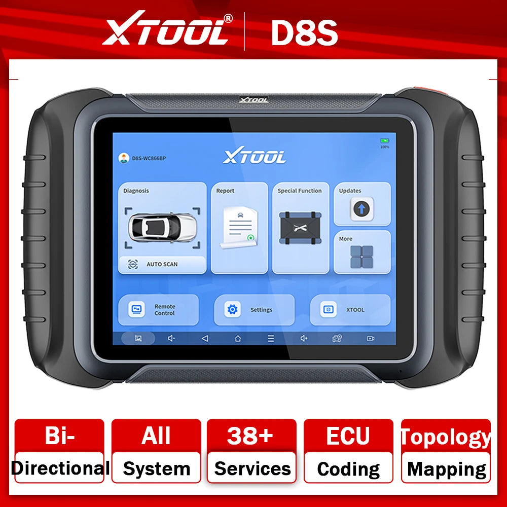 XTOOL D8S Car Diagnostic Tool OBD2 Bidirectional Scanner Topology Map All System Diagnostic ECU Coding 42+ Resets 3 Years Update