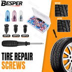 85PCS Tubeless Tire Puncture Repair Kit Rubber Screw Nails with Installation Tool for Car Motorcycle ATV Bike Emergency Use