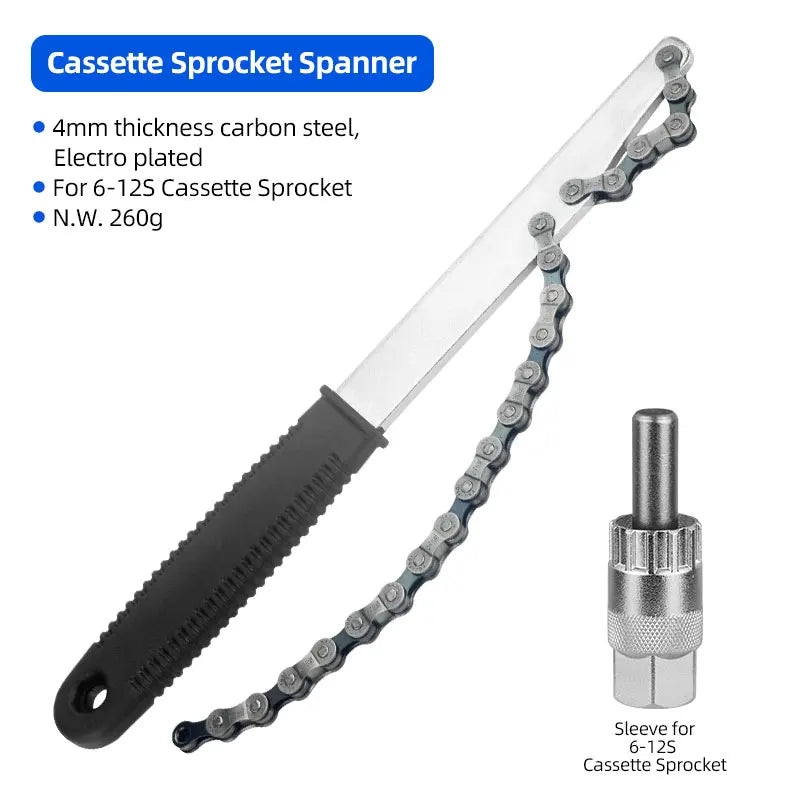 Bicycle Chain Whip Tool Lockring Removal Wrench For Shimano Sram Cassette Freewheel Assembly Disassembly Wrench Sprocket Remover CM World