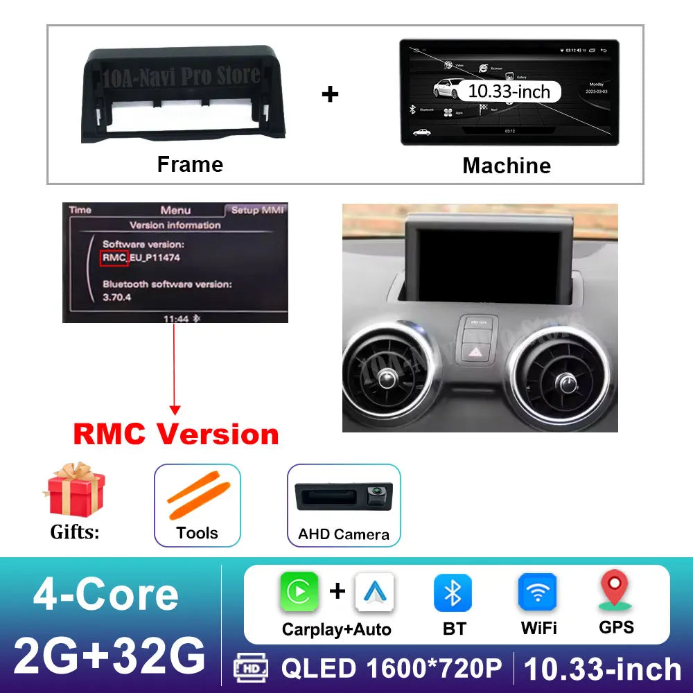 Car Video Multimedia player Stereo for Audi A1 2013 - 2018 Android 16 Wireless Carplay WiFi Auto Accessories GPS Navigation BT CM World