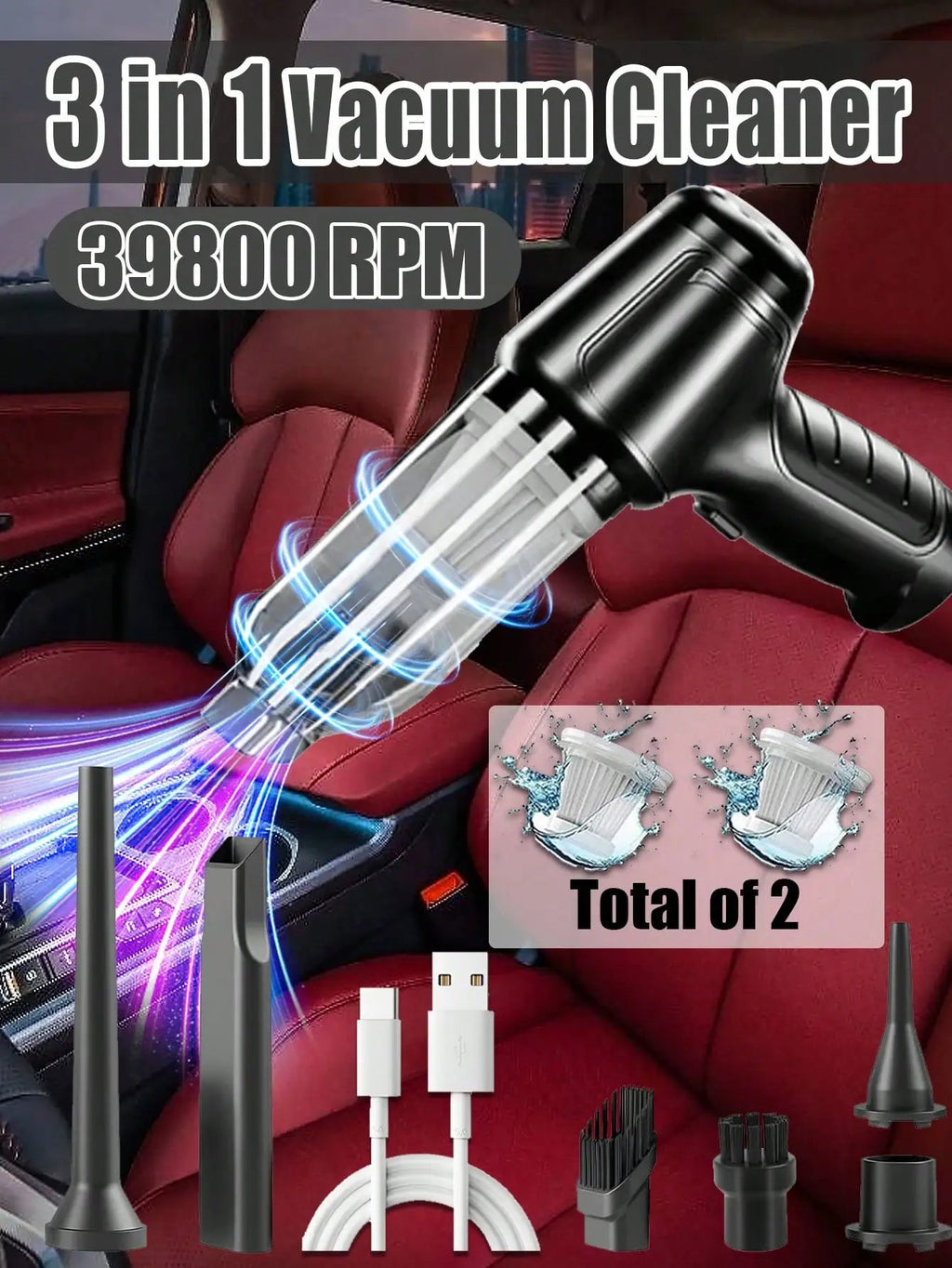 Car Vacuum Cleaner Powerful Wireless car vacuum cleaner 99000PA Strong Suction Handheld Wireless Vehicle Vacuum Cleaner for Car CM World