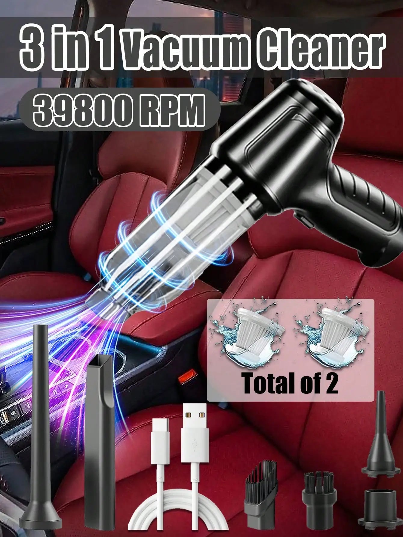 Car Vacuum Cleaner Powerful Wireless car vacuum cleaner 99000PA Strong Suction Handheld Wireless Vehicle Vacuum Cleaner for Car CM World